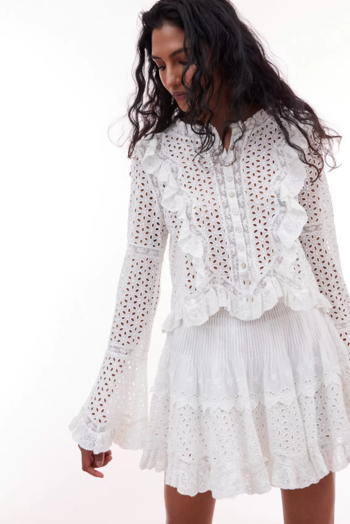 Tops | White Edit-LoveShackFancy Brightlin Eyelet Blouse OFF WHITE