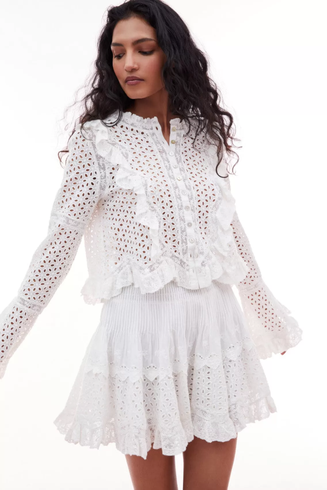 Tops | White Edit-LoveShackFancy Brightlin Eyelet Blouse OFF WHITE