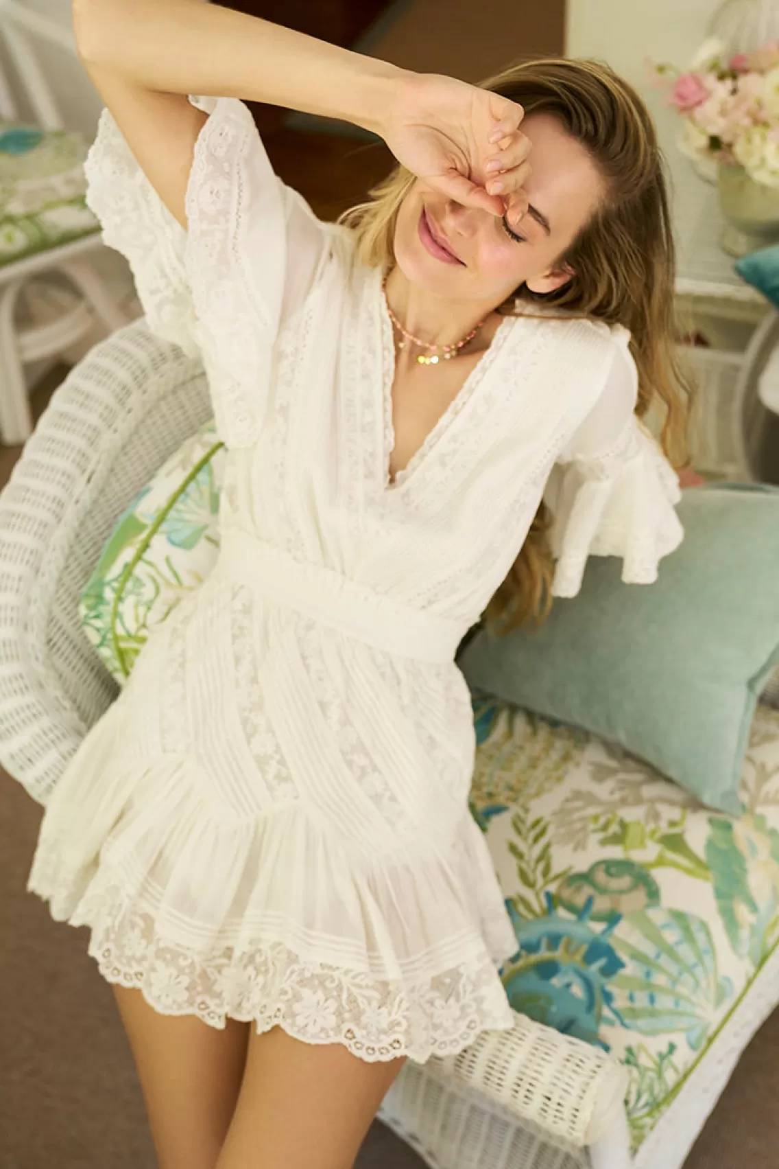 Dresses | White Edit-LoveShackFancy Calamina Lace Mini Dress BRIGHT WHITE