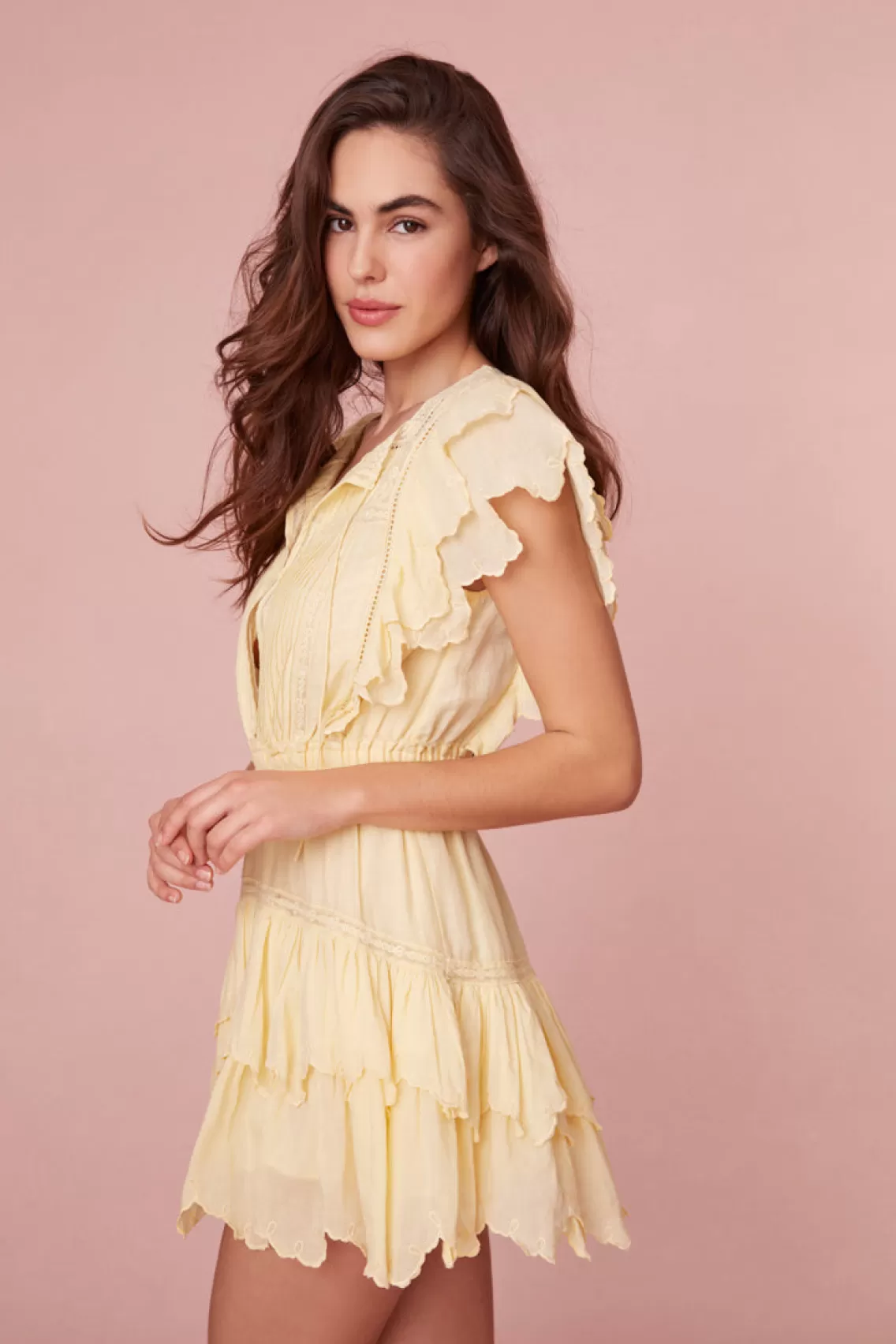 Mommy & Me | Dresses-LoveShackFancy Darryl Flutter Sleeve Mini Dress PASTEL YELLOW