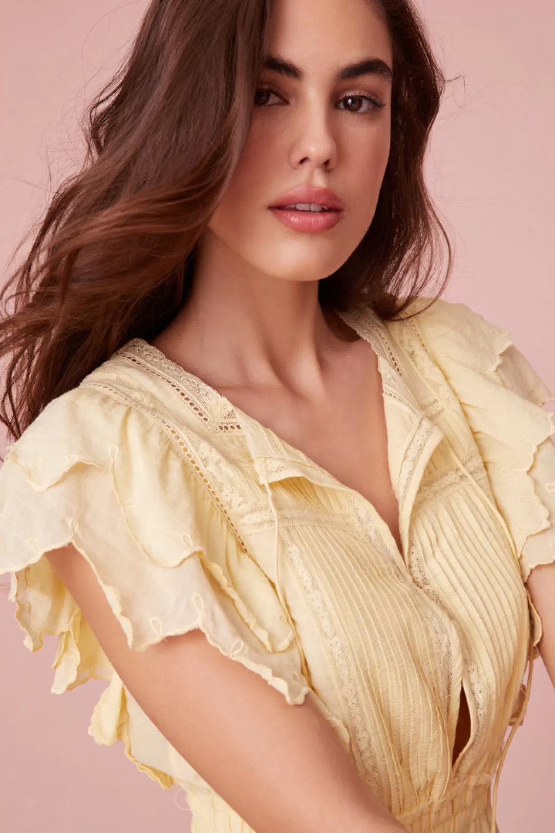 Mommy & Me | Dresses-LoveShackFancy Darryl Flutter Sleeve Mini Dress PASTEL YELLOW