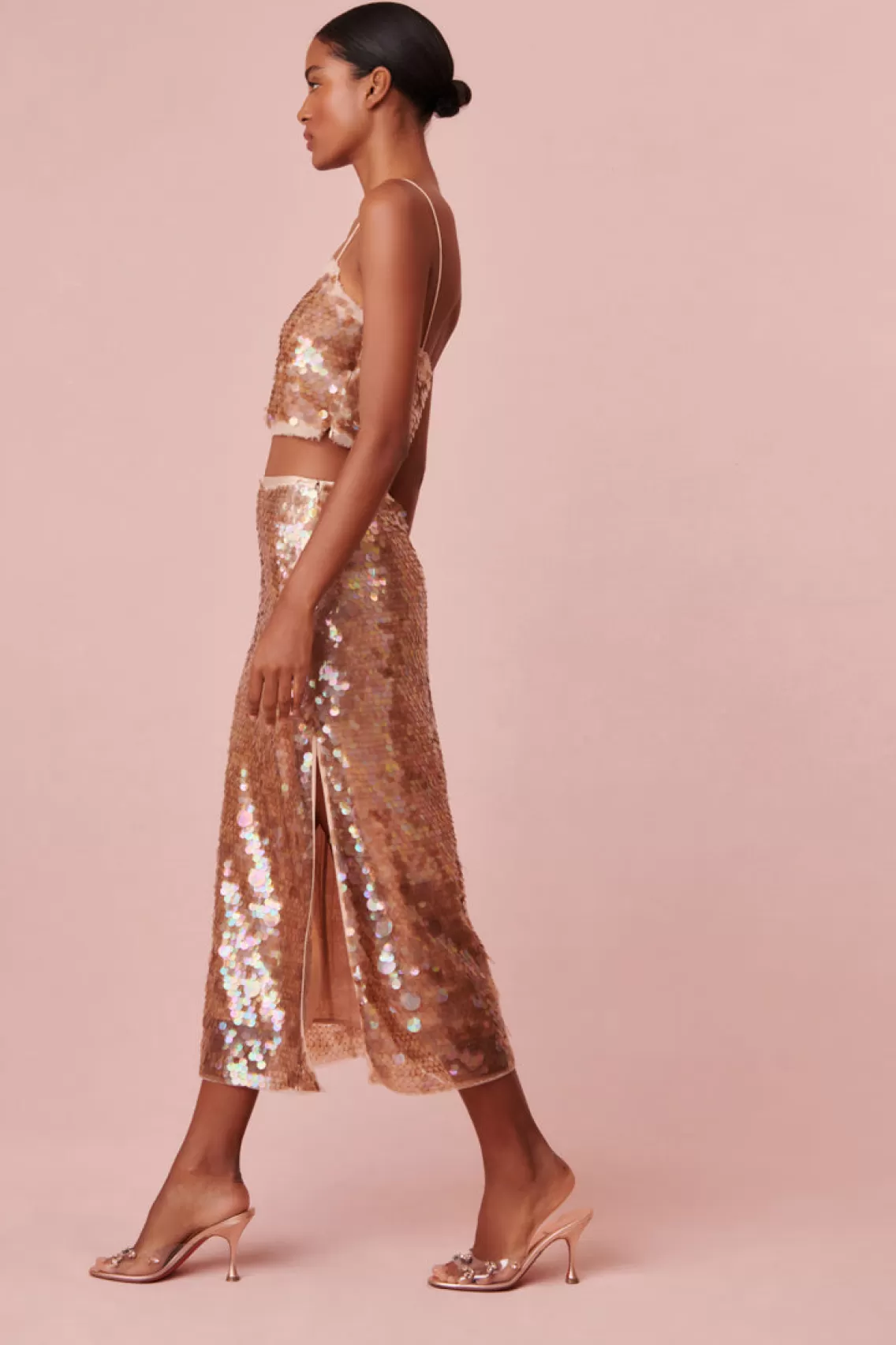 Skirts | Perfect Pairings-LoveShackFancy Miller Sequin Skirt TAWNY